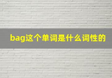 bag这个单词是什么词性的