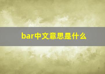 bar中文意思是什么