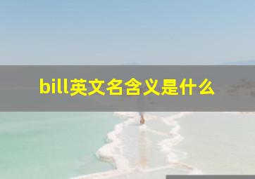 bill英文名含义是什么