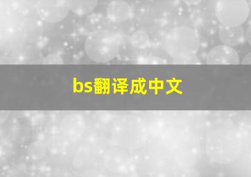 bs翻译成中文