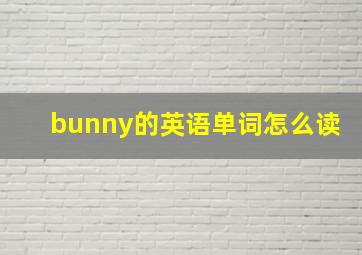 bunny的英语单词怎么读