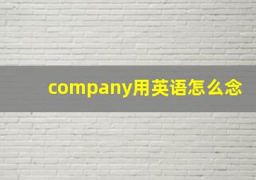 company用英语怎么念