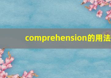 comprehension的用法