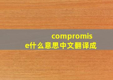 compromise什么意思中文翻译成