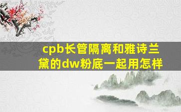 cpb长管隔离和雅诗兰黛的dw粉底一起用怎样