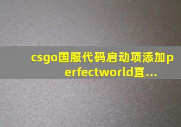 csgo国服代码启动项添加perfectworld直...