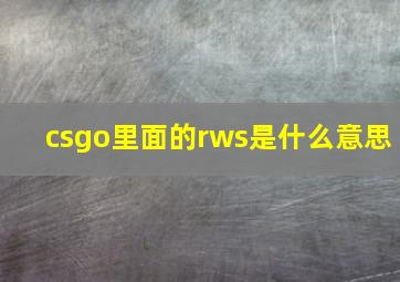 csgo里面的rws是什么意思