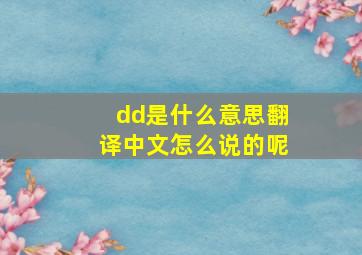 dd是什么意思翻译中文怎么说的呢