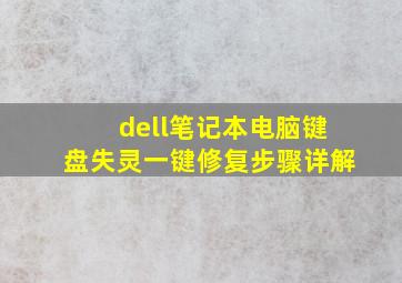 dell笔记本电脑键盘失灵一键修复步骤详解