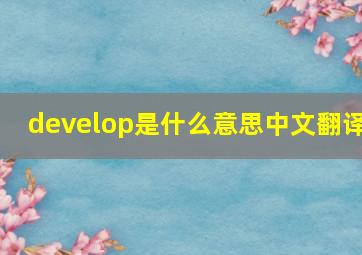 develop是什么意思中文翻译