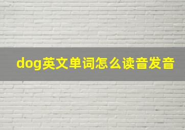 dog英文单词怎么读音发音