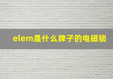 elem是什么牌子的电磁锁