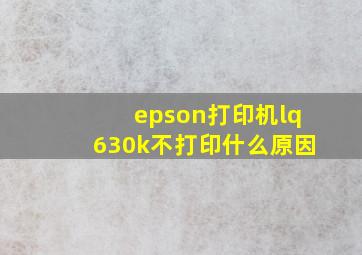 epson打印机lq630k不打印什么原因