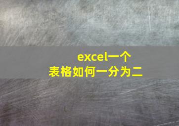 excel一个表格如何一分为二