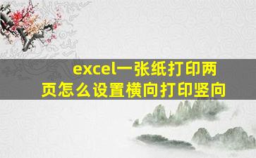 excel一张纸打印两页怎么设置横向打印竖向