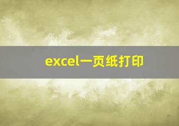 excel一页纸打印