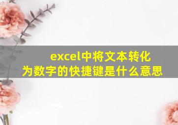 excel中将文本转化为数字的快捷键是什么意思