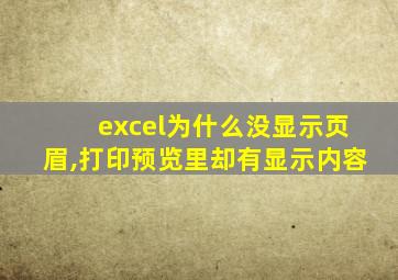 excel为什么没显示页眉,打印预览里却有显示内容