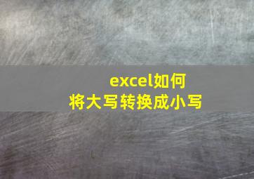 excel如何将大写转换成小写