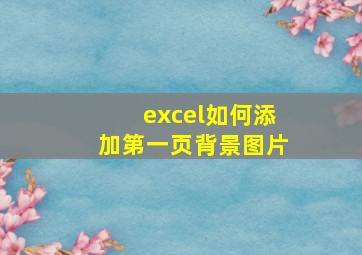 excel如何添加第一页背景图片