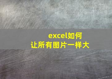 excel如何让所有图片一样大