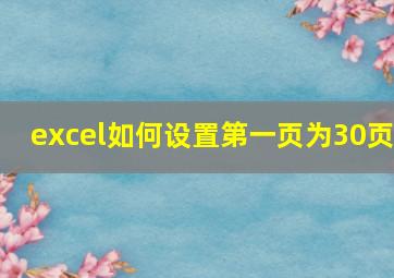 excel如何设置第一页为30页