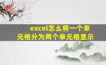 excel怎么将一个单元格分为两个单元格显示