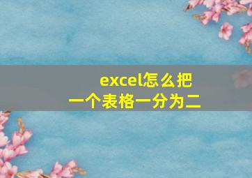 excel怎么把一个表格一分为二