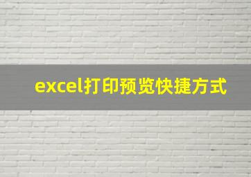 excel打印预览快捷方式