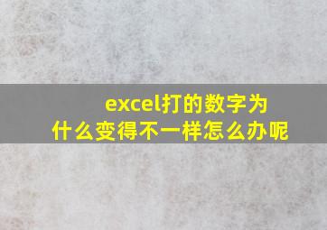 excel打的数字为什么变得不一样怎么办呢