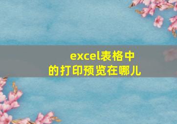 excel表格中的打印预览在哪儿