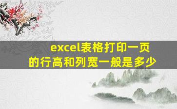 excel表格打印一页的行高和列宽一般是多少