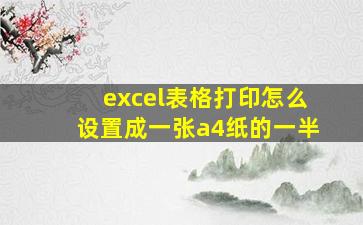 excel表格打印怎么设置成一张a4纸的一半