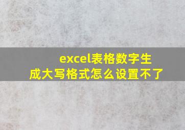 excel表格数字生成大写格式怎么设置不了