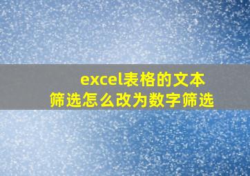 excel表格的文本筛选怎么改为数字筛选