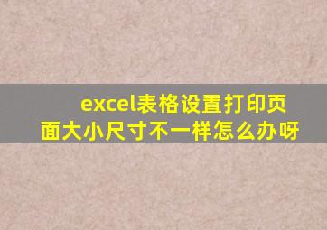 excel表格设置打印页面大小尺寸不一样怎么办呀