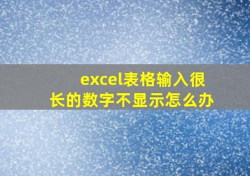 excel表格输入很长的数字不显示怎么办