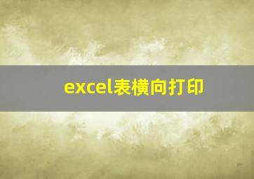 excel表横向打印