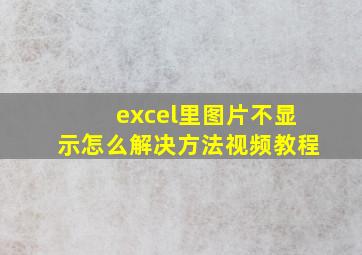 excel里图片不显示怎么解决方法视频教程