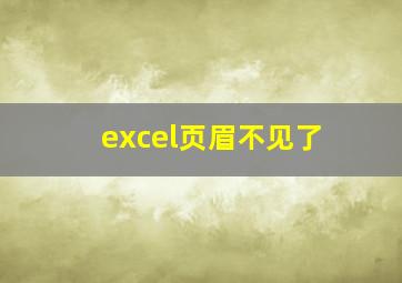 excel页眉不见了