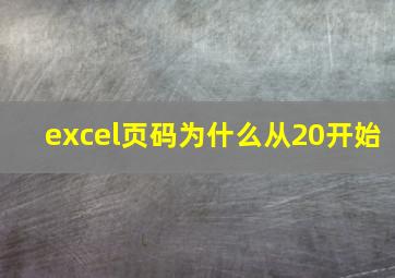 excel页码为什么从20开始