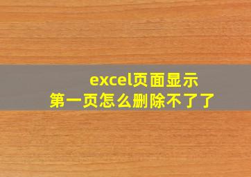 excel页面显示第一页怎么删除不了了