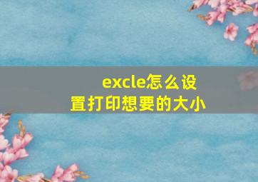 excle怎么设置打印想要的大小