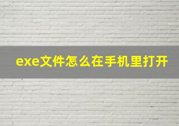 exe文件怎么在手机里打开