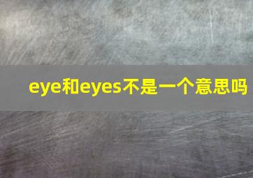 eye和eyes不是一个意思吗