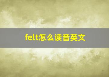 felt怎么读音英文