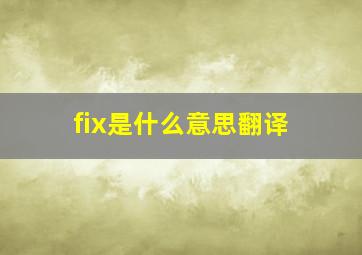 fix是什么意思翻译