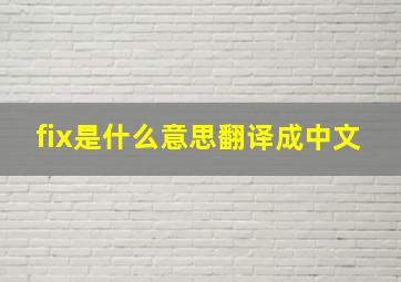 fix是什么意思翻译成中文