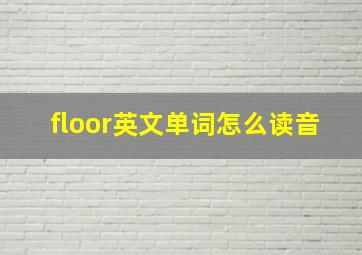 floor英文单词怎么读音