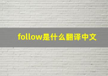 follow是什么翻译中文